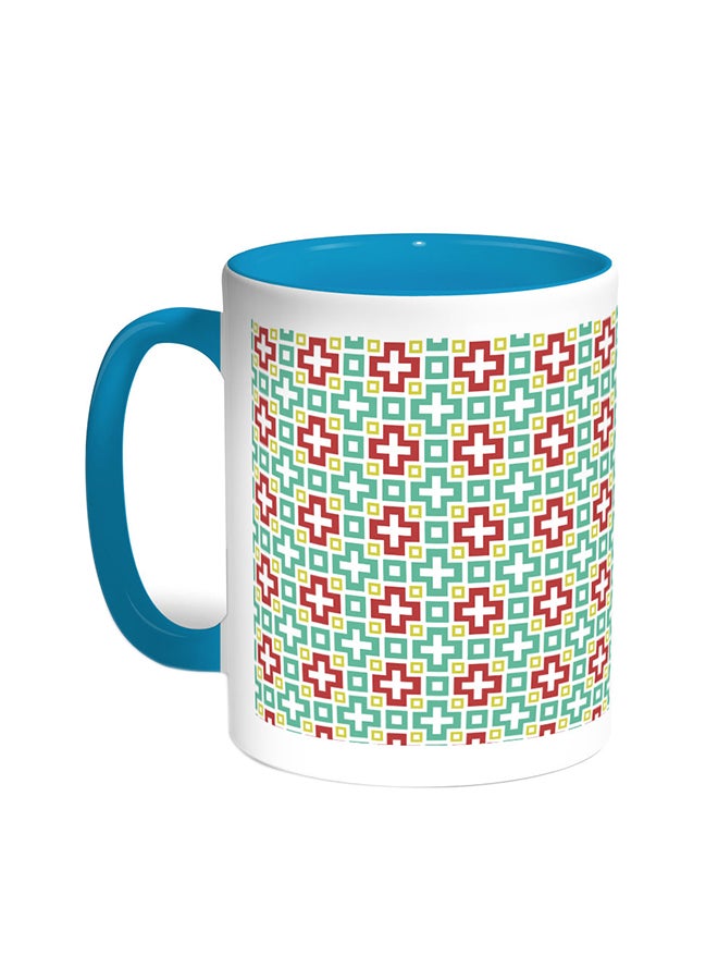 Decorative Drawings Printed Coffee Mug Turquoise/White