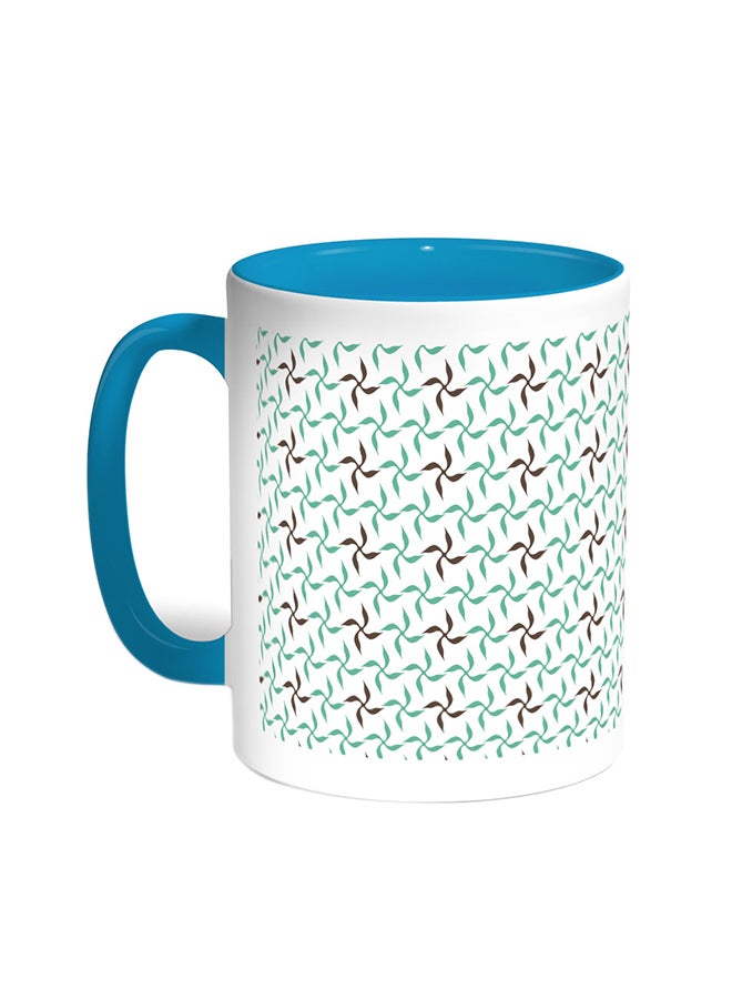 Decorative Drawings Printed Coffee Mug Turquoise/White
