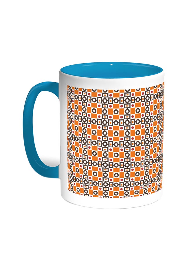 Decalac Decorative Drawings Printed Coffee Mug Turquoise/White