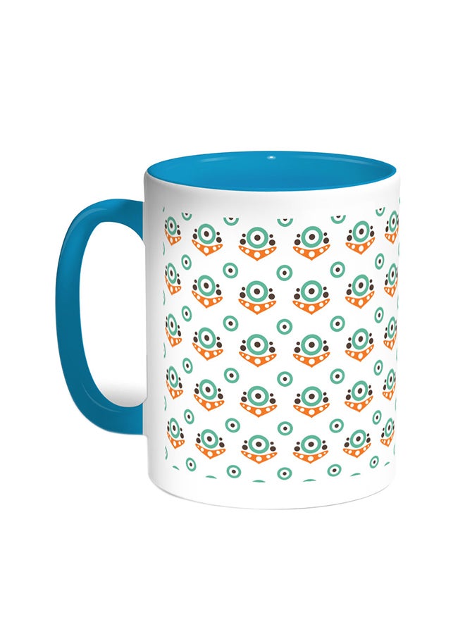 Decorative Drawings Printed Coffee Mug Turquoise/White