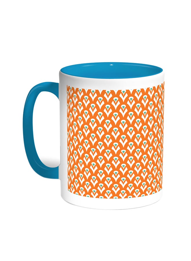 قدح قهوة - رسومات زخرفية تركواز/أبيض