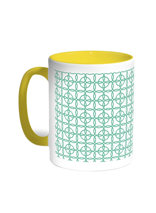 Decalac Decorative Drawings Printed Coffee Mug Yellow/White