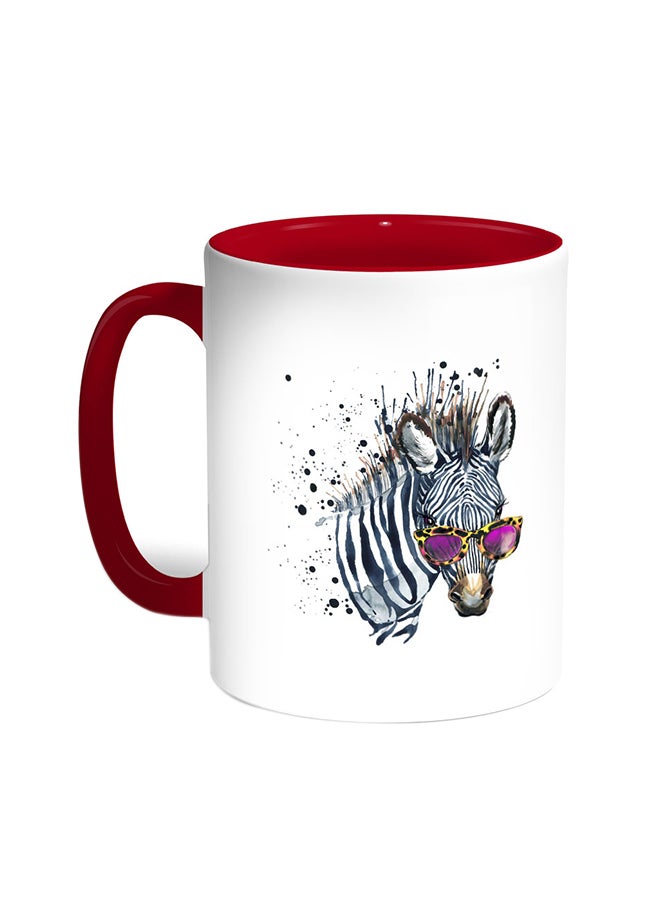 Decalac Drawing Of Zebra Cole Printed Coffee Mug Red/White