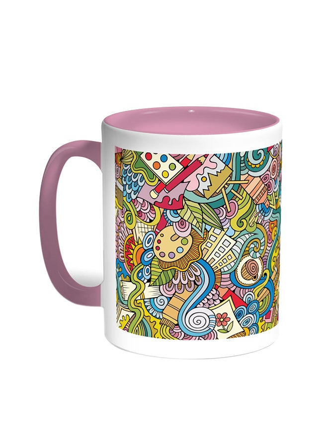 Drawing Tools Printed Coffee Mug Pink/White