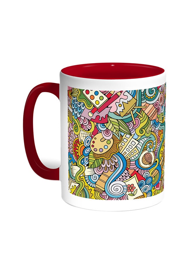 ديكالاك قدح قهوة - أدوات الرسم أحمر/أبيض