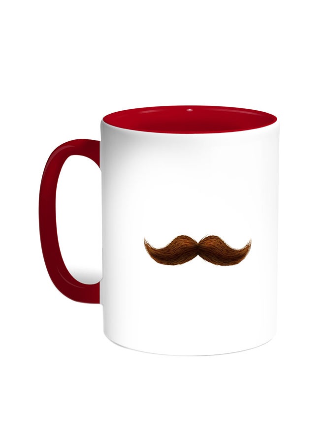 Mustache Printed Coffee Mug Red/White