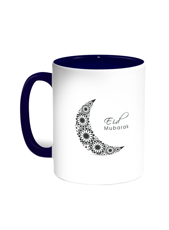 قدح قهوة - عيد مبارك أزرق/ أبيض