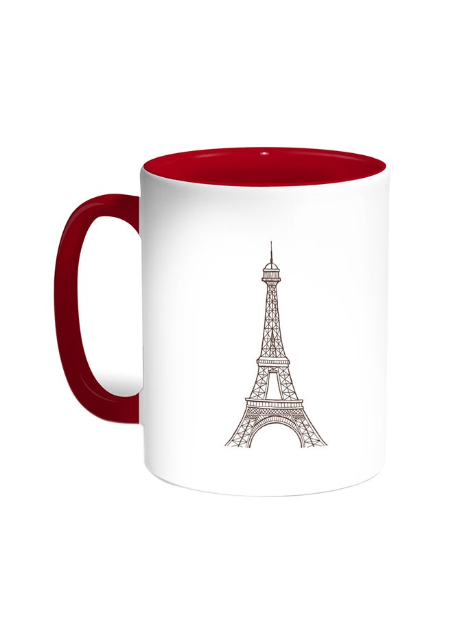 Decalac Eiffel Tower Printed Coffee Mug Red/White