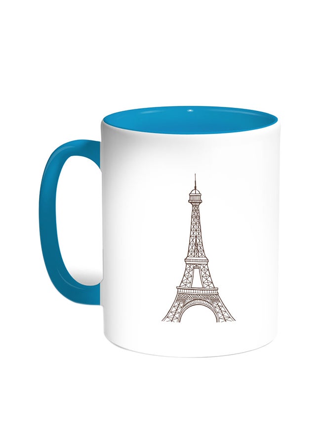 Decalac Eiffel Tower Printed Coffee Mug Turquoise/White