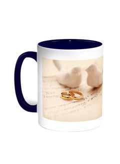 Decalac Engagement Rings Printed Coffee Mug Blue/White 