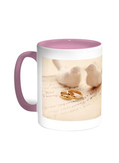 Decalac Engagement Rings Printed Coffee Mug Pink/White 