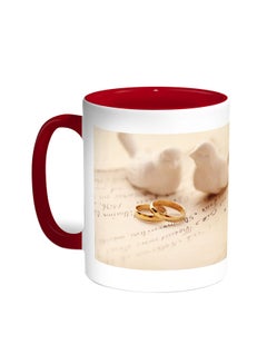 Decalac Engagement Rings Printed Coffee Mug Red/White 