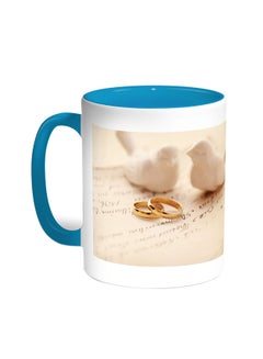Decalac Engagement Rings Printed Coffee Mug Turquoise/White 