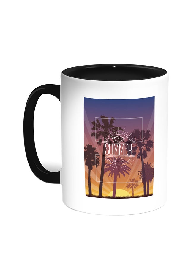 Decalac Enjoy The Summer Time Printed Coffee Mug Black/White