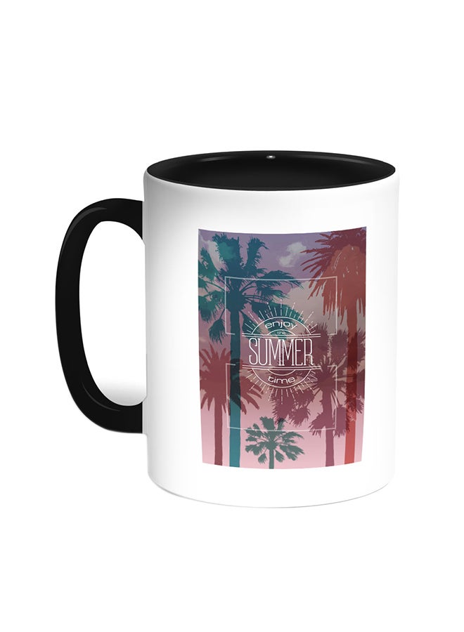 Decalac Enjoy The Summer Time Printed Coffee Mug Black/White