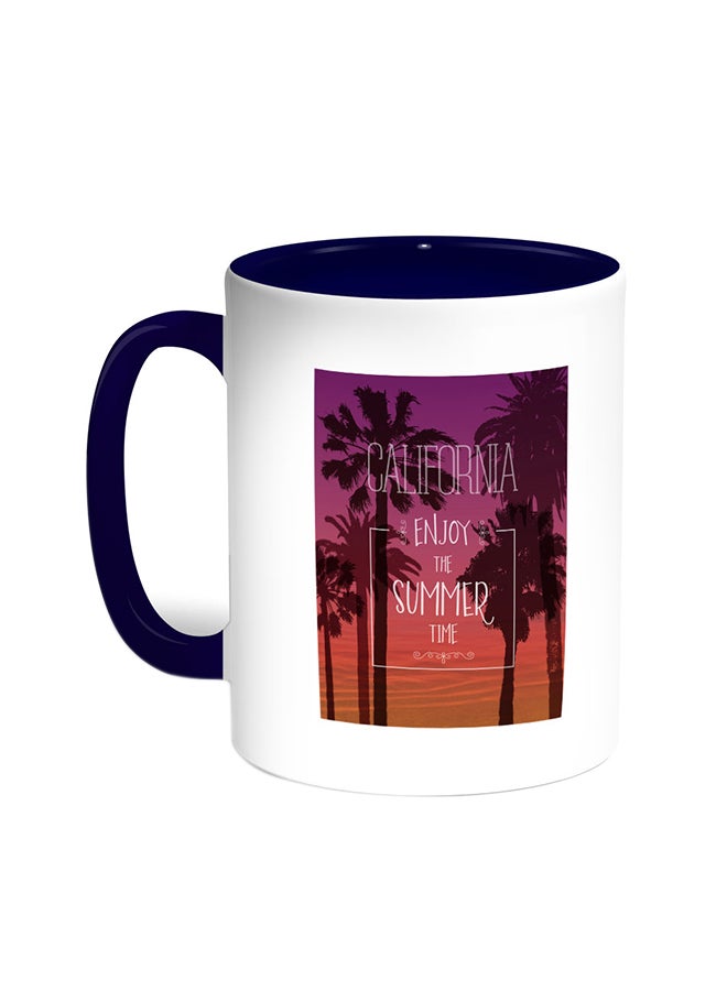 Decalac Enjoy The Summer Time Printed Coffee Mug Blue/White