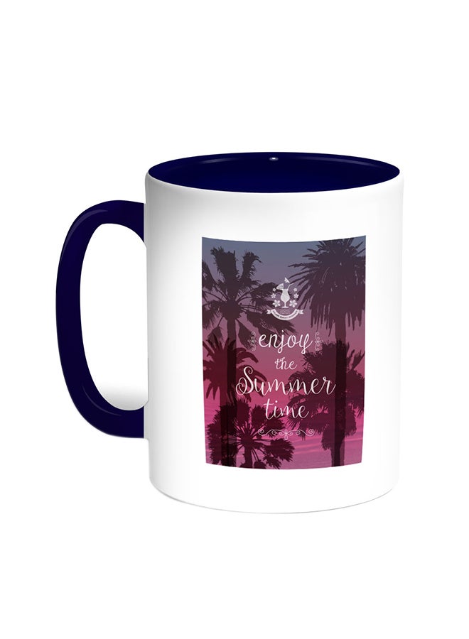 Decalac Enjoy The Summer Time Printed Coffee Mug Blue/White