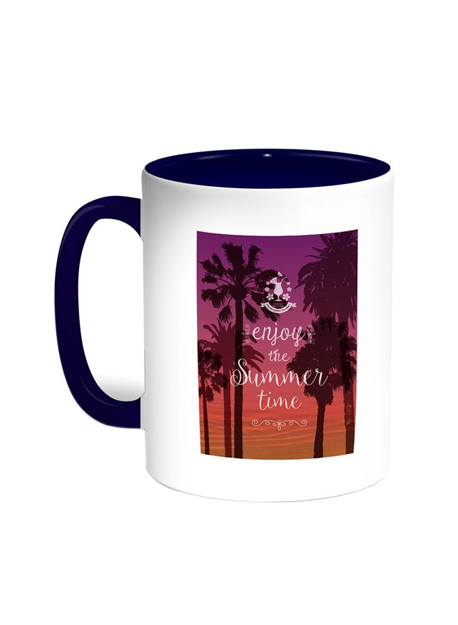 Enjoy The Summer Time Printed Coffee Mug Blue/White