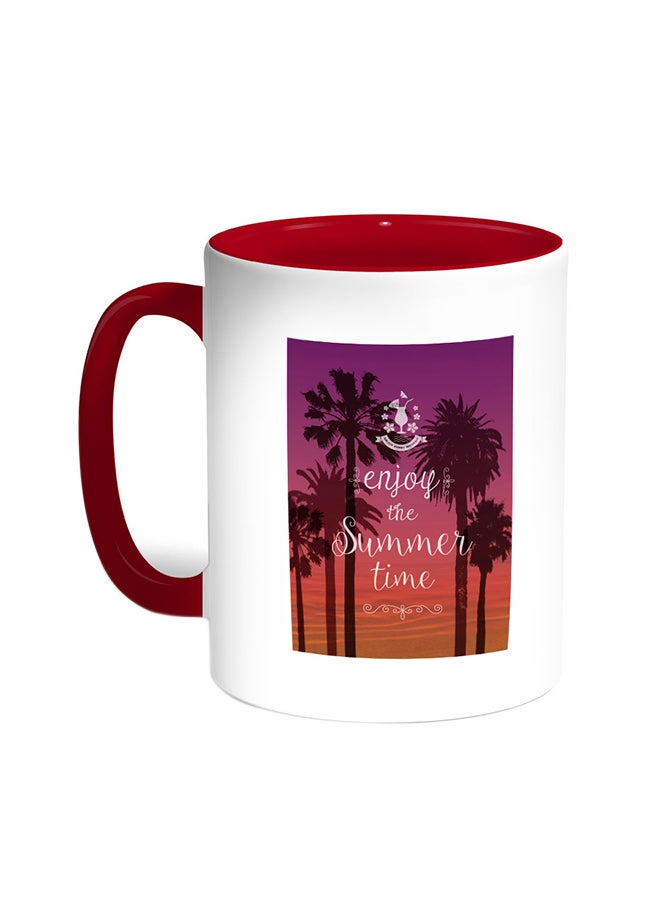 Decalac - Enjoy The Summer Time Printed Coffee Mug Red/White - Image 1