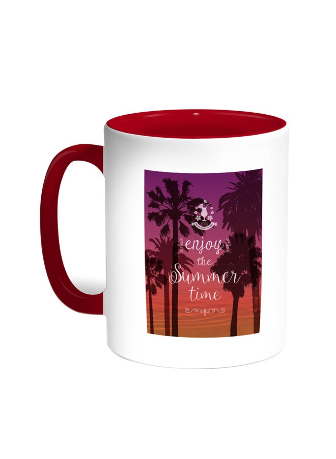 Enjoy The Summer Time Printed Coffee Mug Red/White