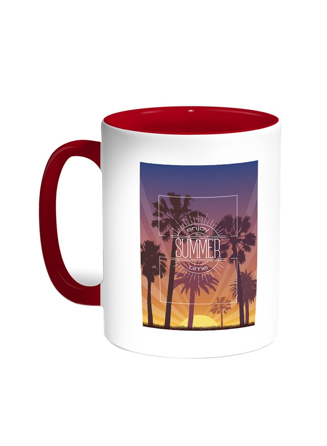 Enjoy The Summer Time Printed Coffee Mug Red/White