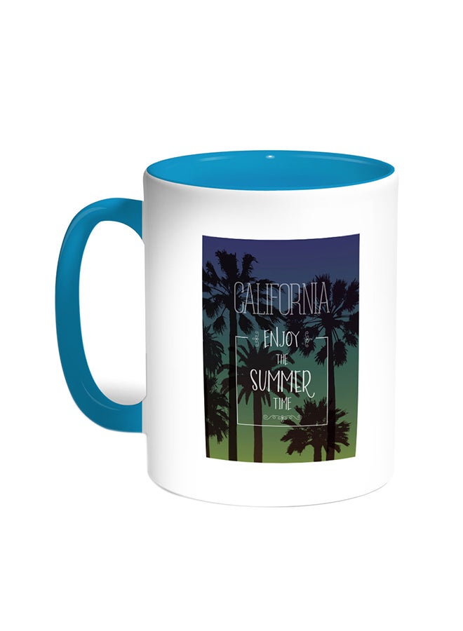 Enjoy The Summer Time Printed Coffee Mug Turquoise/White
