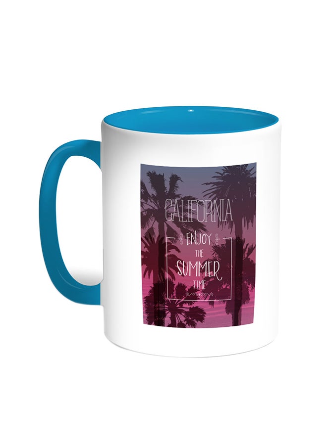 Enjoy The Summer Time Printed Coffee Mug Turquoise/White