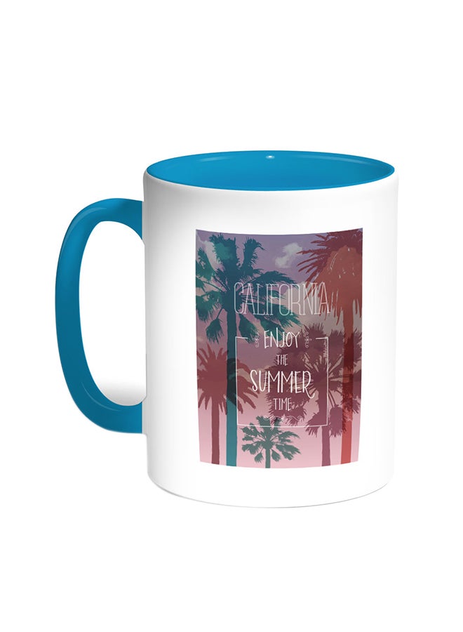 Decalac Enjoy The Summer Time Printed Coffee Mug Turquoise/White