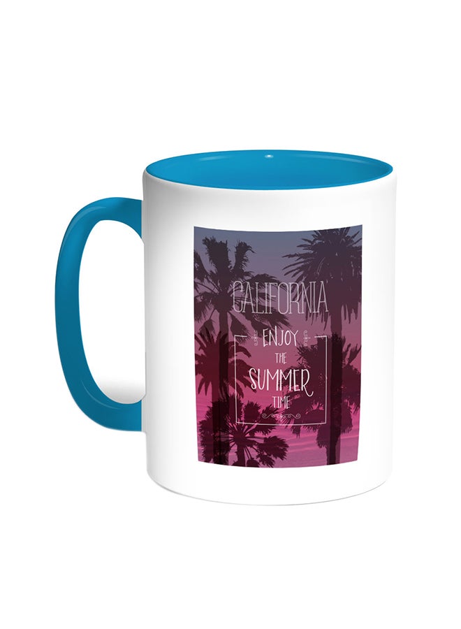 Decalac Enjoy The Summer Time Printed Coffee Mug Turquoise/White