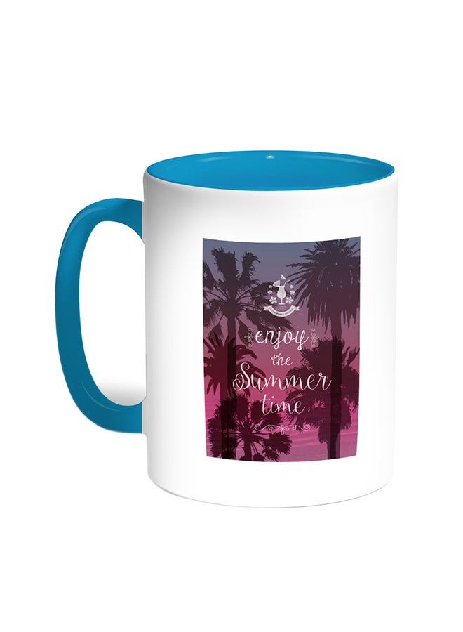 Decalac - Enjoy The Summer Time Printed Coffee Mug Turquoise/White - Image 1