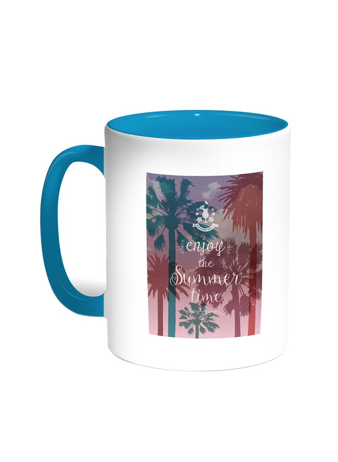 Enjoy The Summer Time Printed Coffee Mug Turquoise/White