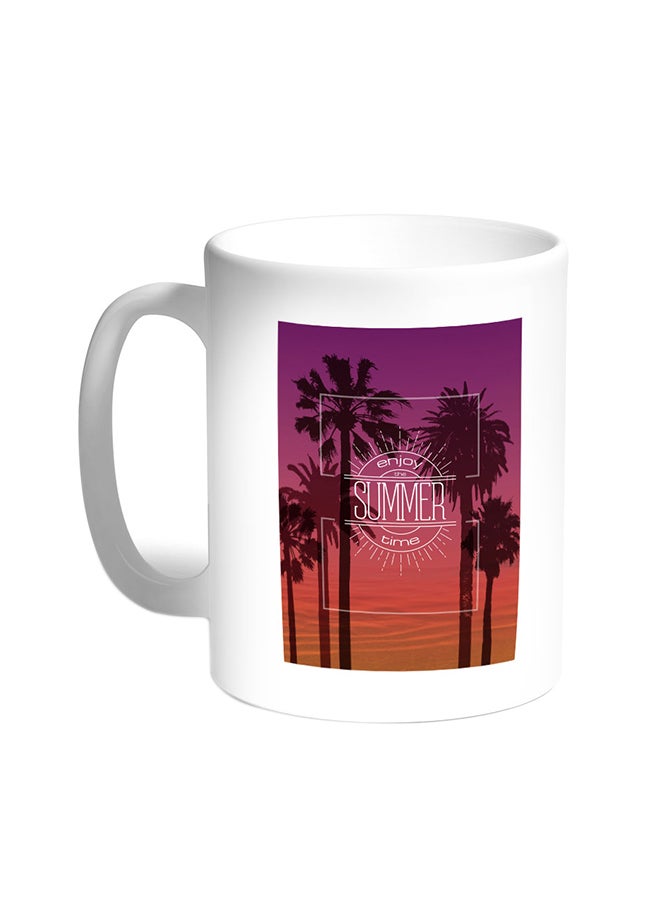 Enjoy The Summer Time Printed Coffee Mug White