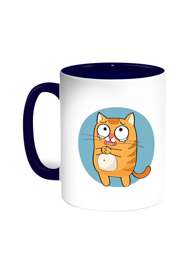 Expression Graphics - Cat Printed Coffee Mug Blue/White