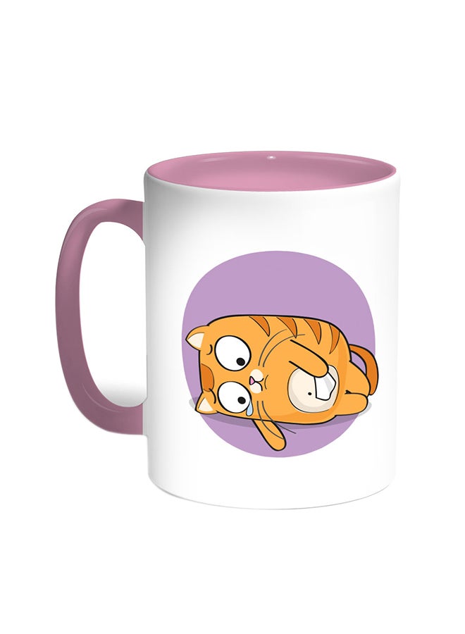 Decalac Expression Graphics - Cat Printed Coffee Mug Pink/White