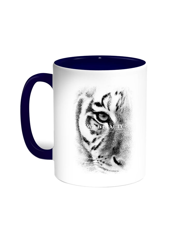 Decalac Face Of A Tiger Printed Coffee Mug Blue/White