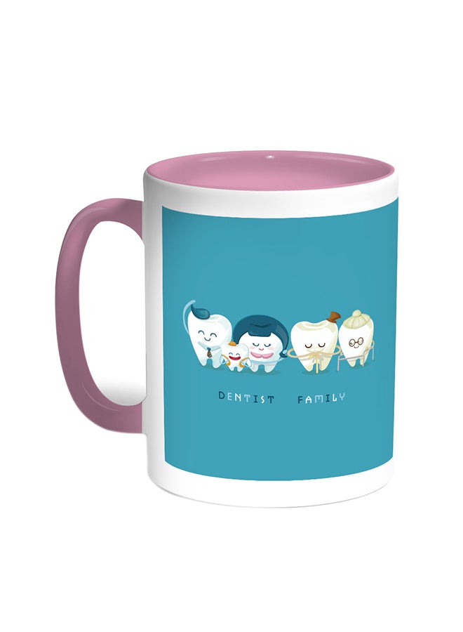 Decalac Family Teeth Printed Coffee Mug Pink/White