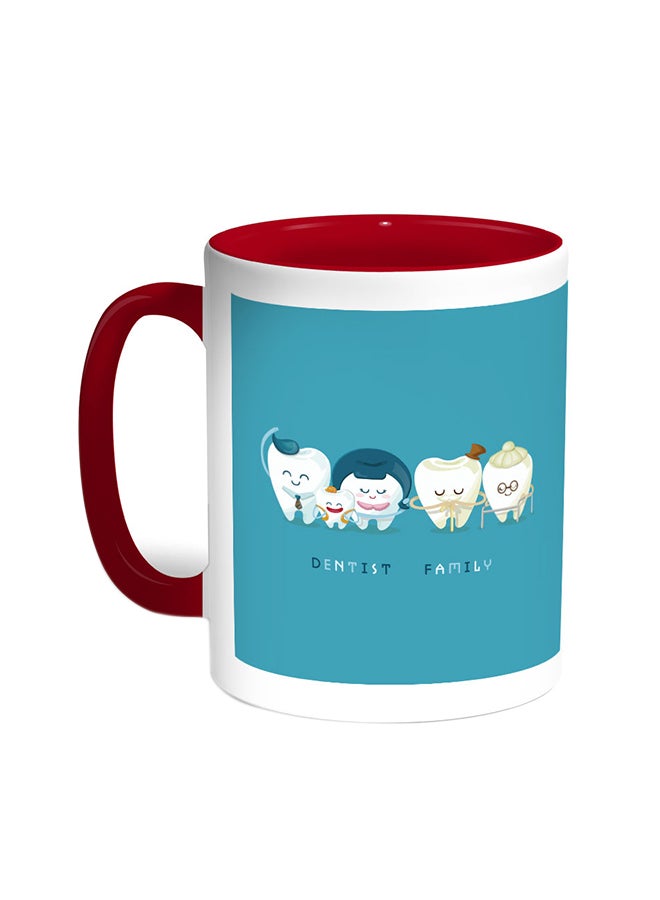Family Teeth Printed Coffee Mug Red/White