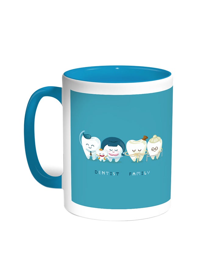 Decalac Family Teeth Printed Coffee Mug Turquoise/White