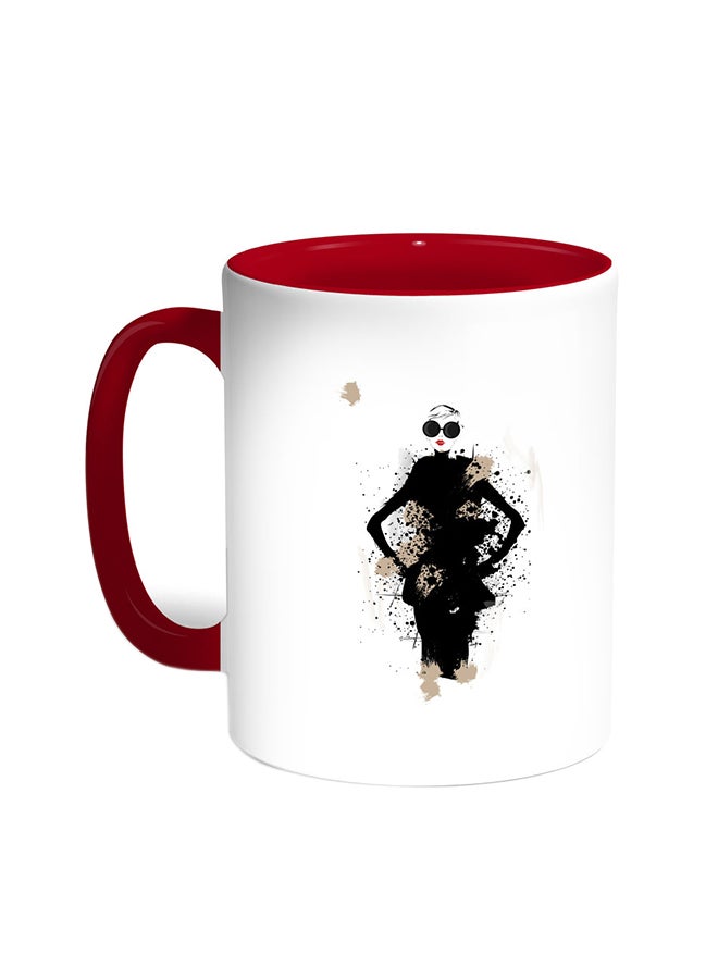 قدح قهوة - فاشون أحمر/أبيض