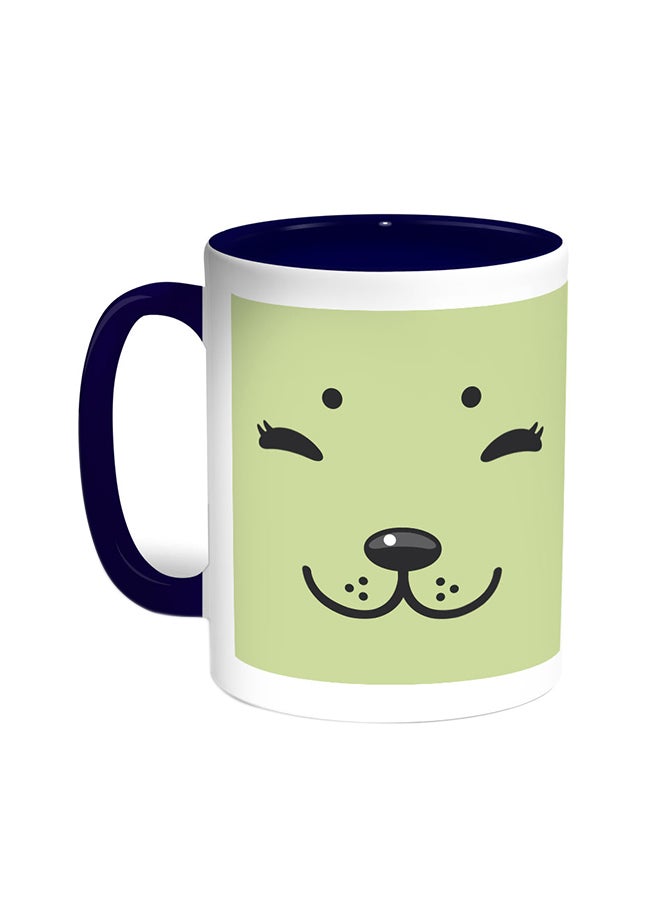 ديكالاك مج قهوة بطبعة على شكل ملامح كلب أزرق/ أبيض