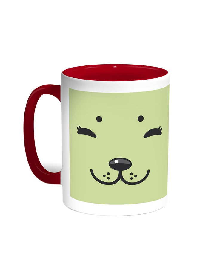 ديكالاك مج قهوة بطبعة على شكل ملامح كلب أحمر/أبيض