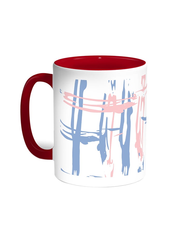 Decalac Fees Artistic Printed Coffee Mug Red/White