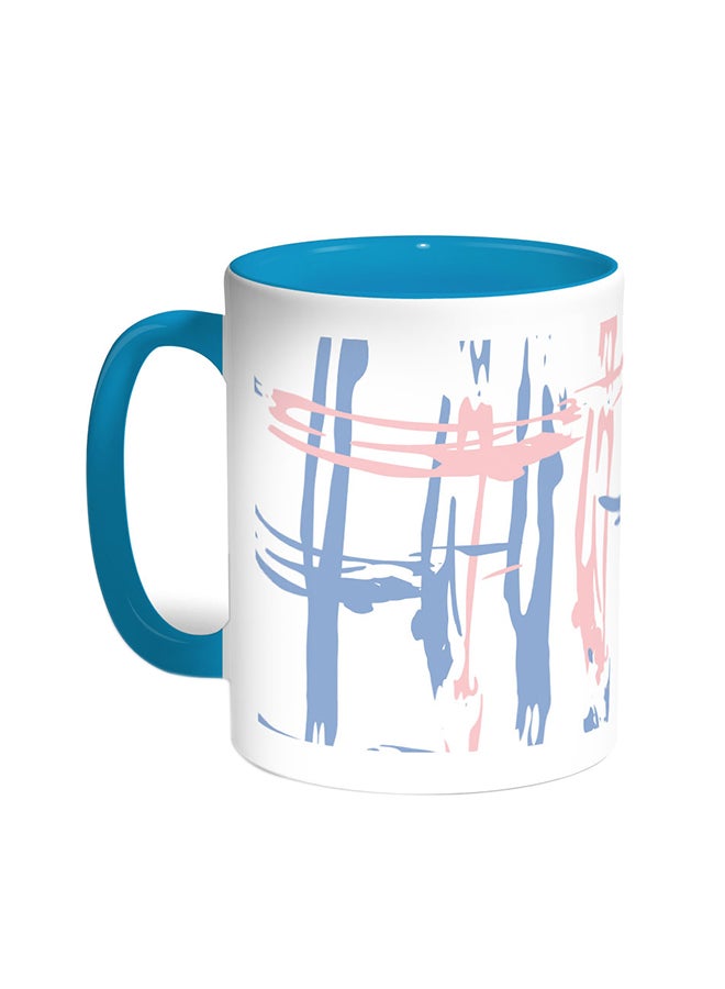 Decalac Fees Artistic Printed Coffee Mug Turquoise/White