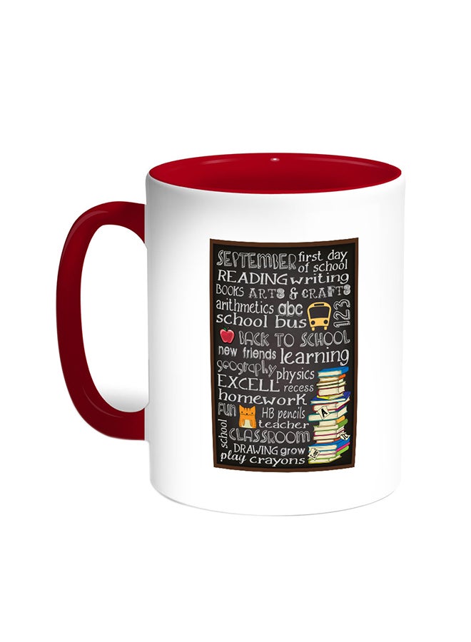 ديكالاك قدح قهوة - فيرست داي أوف سكول أحمر/أبيض