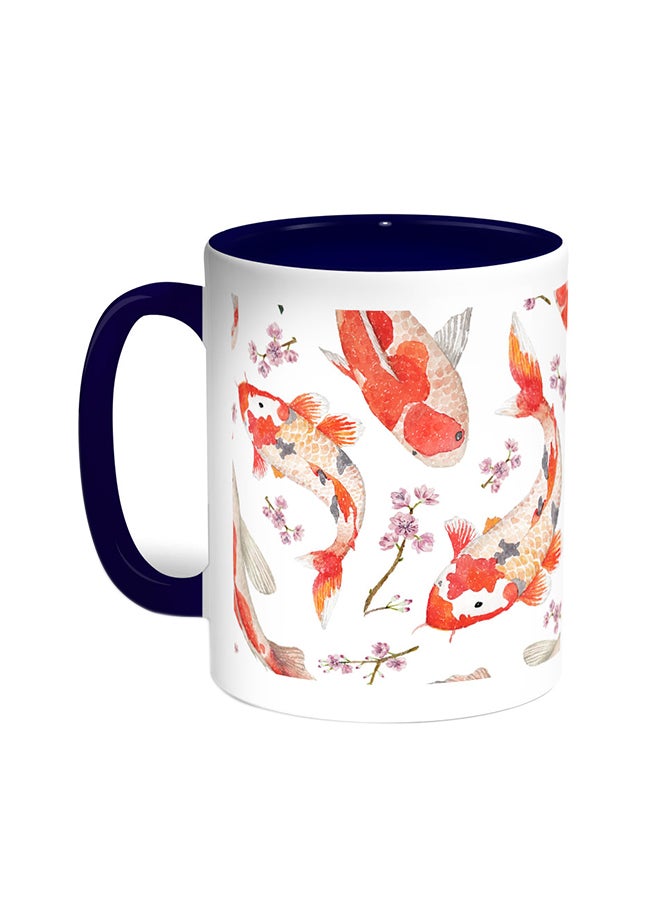 Fish Printed Coffee Mug Blue/White