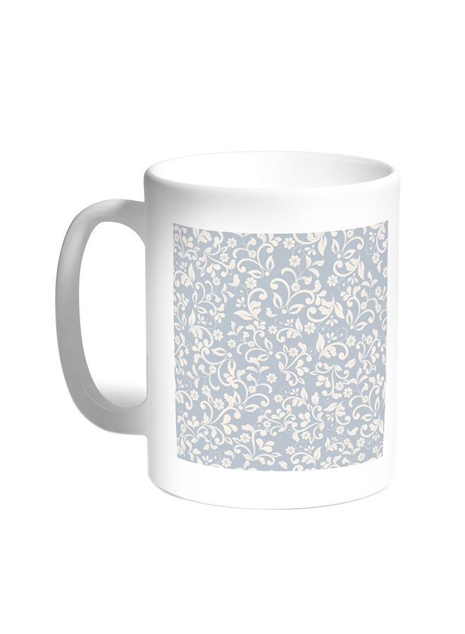 Flower Motifs Printed Coffee Mug White