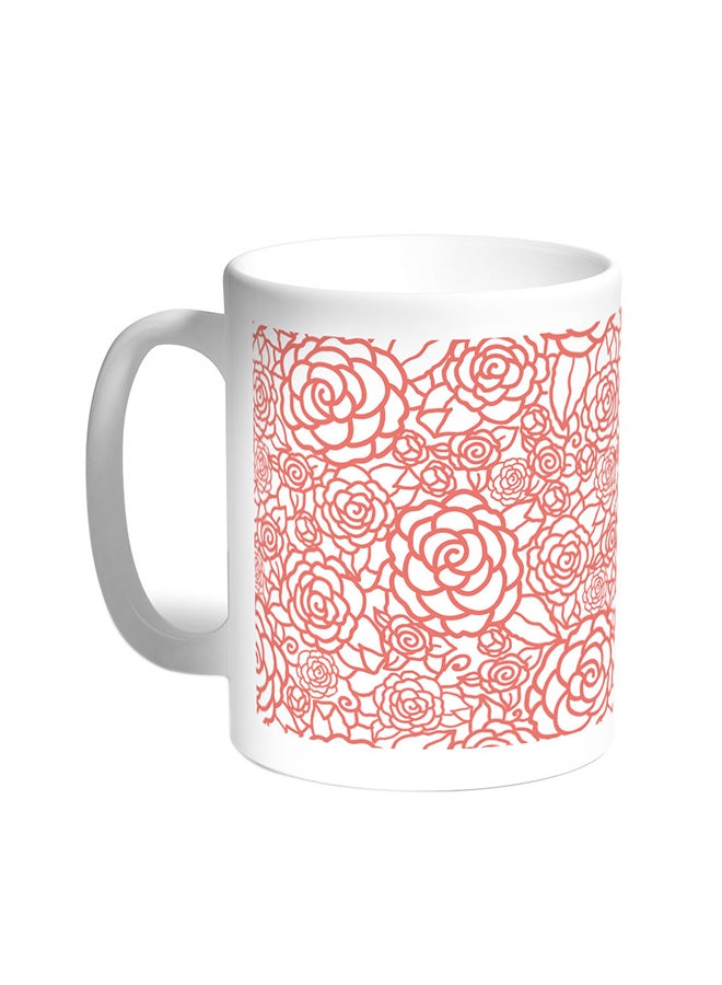 ديكالاك قدح قهوة - زخارف زهور أبيض