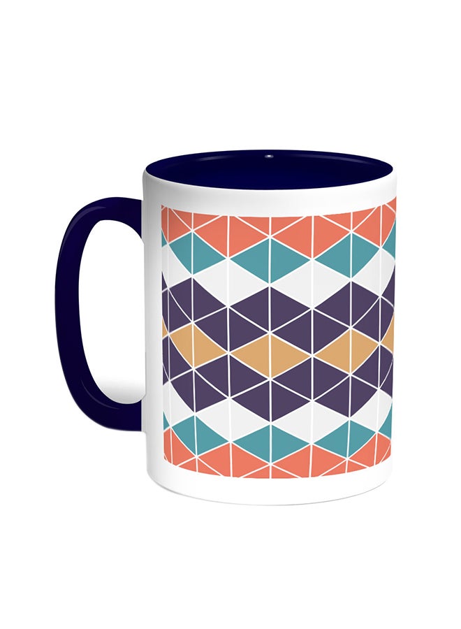 قدح قهوة - أشكال هندسية أزرق/ أبيض