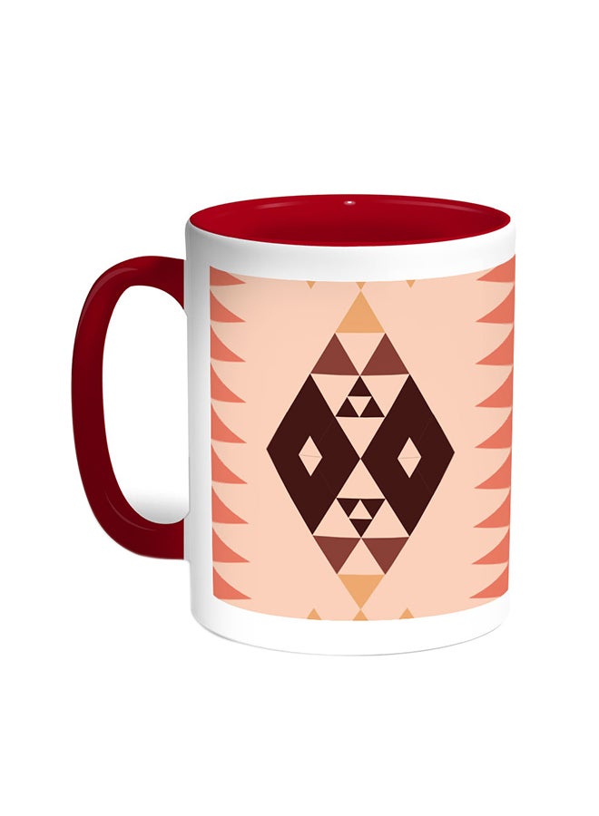 Decalac Geometric Printed Coffee Mug Red/White
