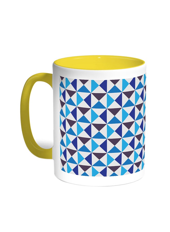 ديكالاك قدح قهوة - أشكال هندسية أصفر/ابيض